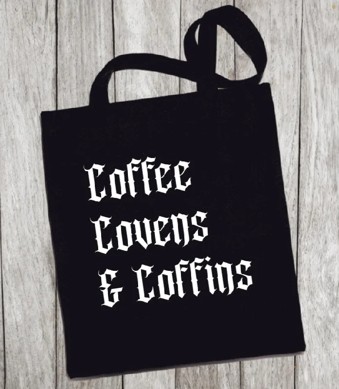 Affordable Luxury Fashion Reusable Grocery Bag/Tote Bag - coffee covens & coffins