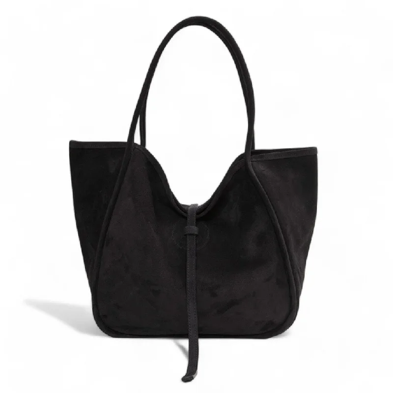 Find Your Unique Flair Ellis Hobo Tote in Black Italian Leather Backed Suede