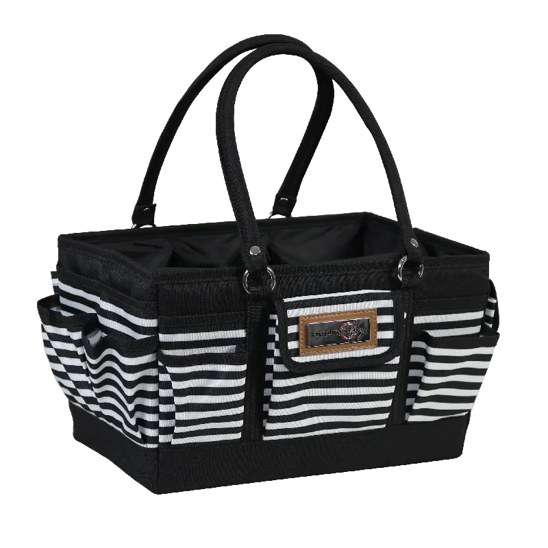 Edgy Fashion Deals Deluxe Store & Tote Craft Organizer, Black & White Stripes