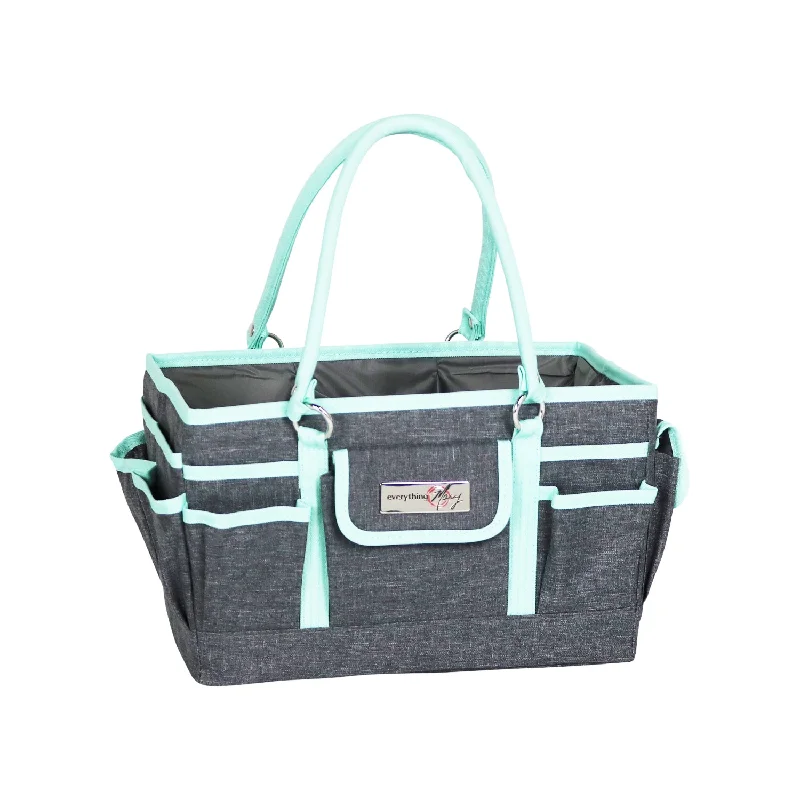 Cozy Handbags With Clearance Prices Deluxe Store & Tote Craft Organizer, Grey & Heather Teal Cozy Handbags With Clearance Prices Deluxe Store & Tote Craft Organizer, Grey & Heather Teal
