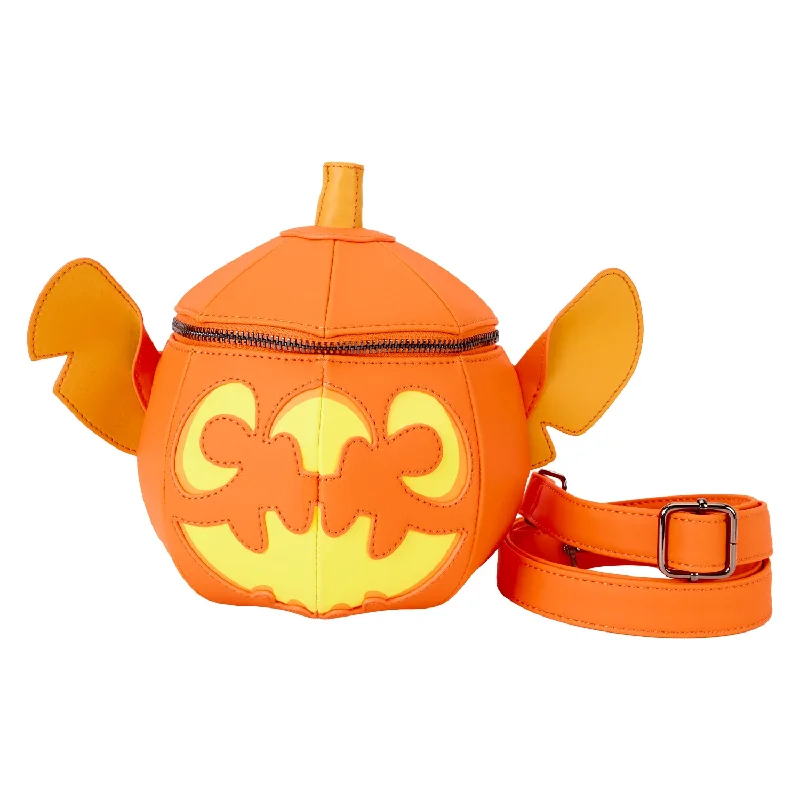Winter Warehouse Sale Loungefly Disney Stitch Figural Pumpkin Glow in the Dark Crossbody Bag