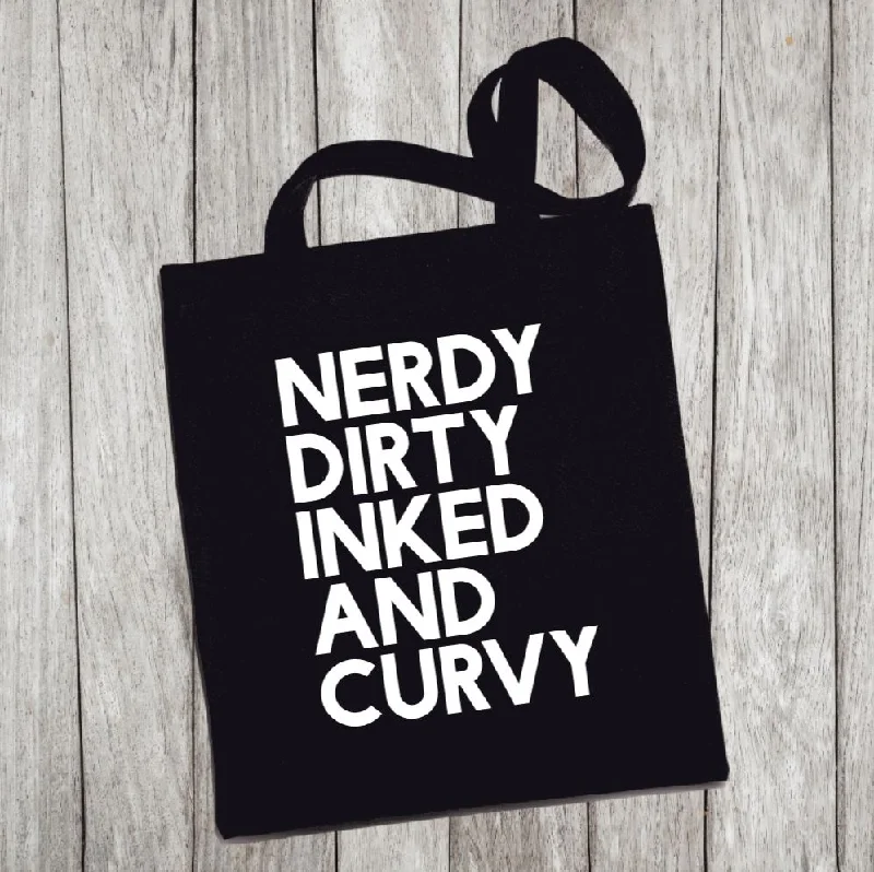 Active Lifestyles Reusable Grocery Bag/Tote Bag - "nerdy, dirty, inked and curvy"