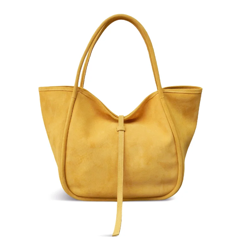 Discounted Designer Bags For Clearance Sale Ellis Hobo Tote in Marigold Italian Leather Backed Suede
