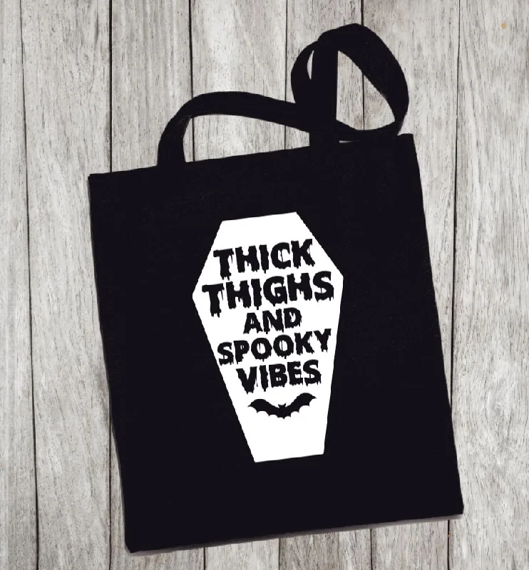 Handbag For Fashion Reusable Grocery Bag/Tote Bag - "thick thighs and spooky vibes"