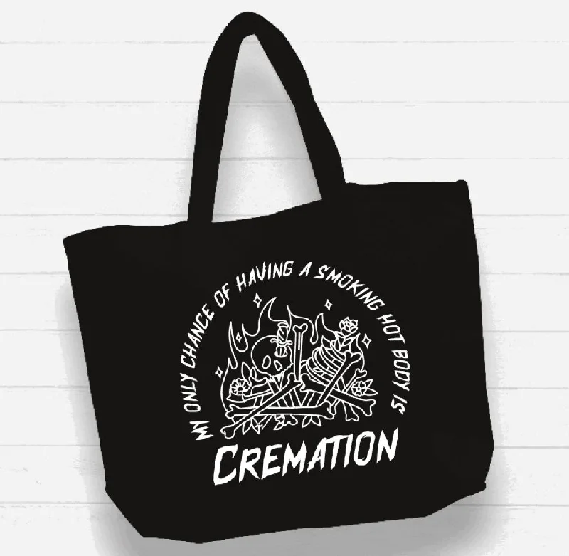 Bags For Personalized Gifts Beach Bag / XL Tote Bag - "my only chance of having a smoking hot body is Cremation"