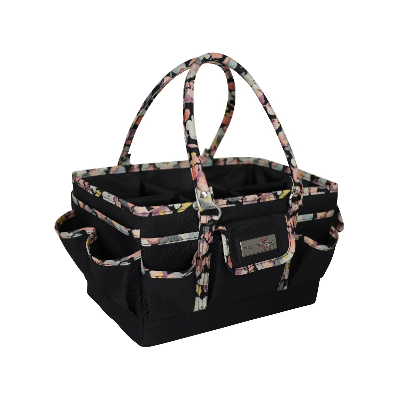 Odor-Resistant And Budget Bags Deluxe Store & Tote Craft Organizer, Black & Floral Trim
