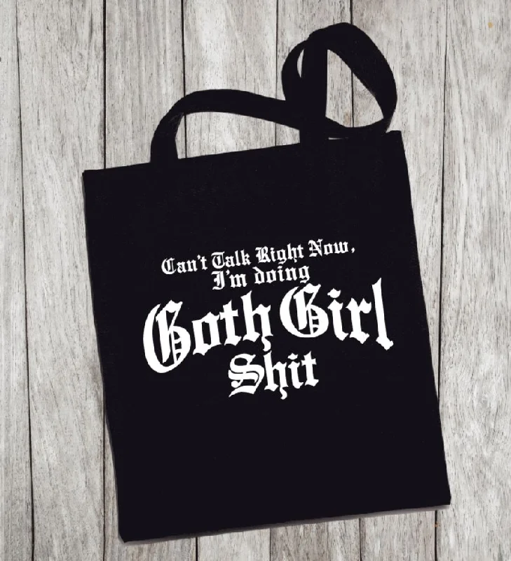 Minimalist Leather Bag For Modern Aesthetics Reusable Grocery Bag/Tote Bag - "Can't talk right now, I'm doing goth girl shit" Minimalist Leather Bag For Modern Aesthetics Reusable Grocery Bag/Tote Bag - "Can't talk right now, I'm doing goth girl shit"