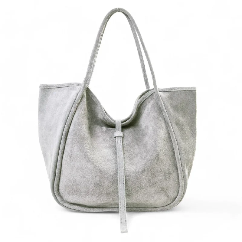 Elegant Bags For Formal Events And Luxury Occasions Ellis Hobo Tote in Perla Italian Leather Backed Suede Elegant Bags For Formal Events And Luxury Occasions Ellis Hobo Tote in Perla Italian Leather Backed Suede