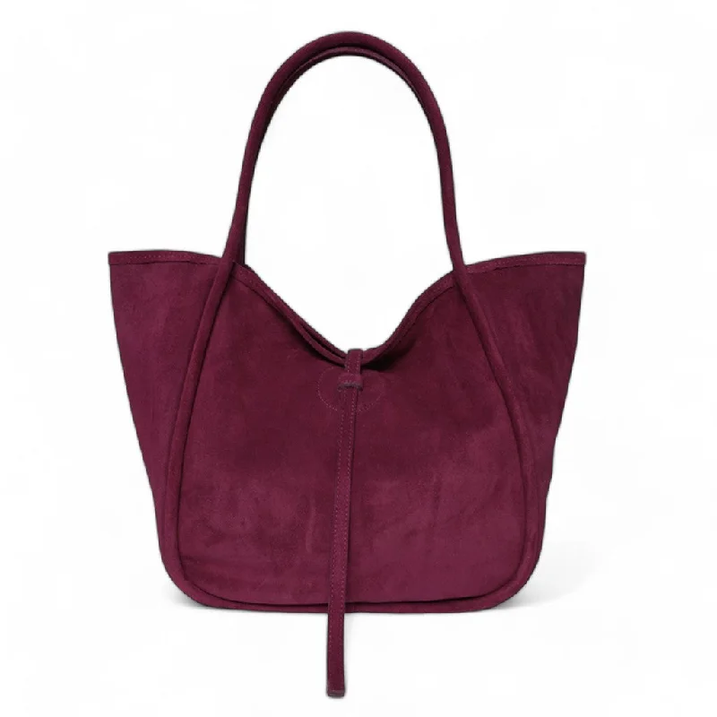 Fashion Forward Ellis Hobo Tote in Mulberry Italian Leather Backed Suede