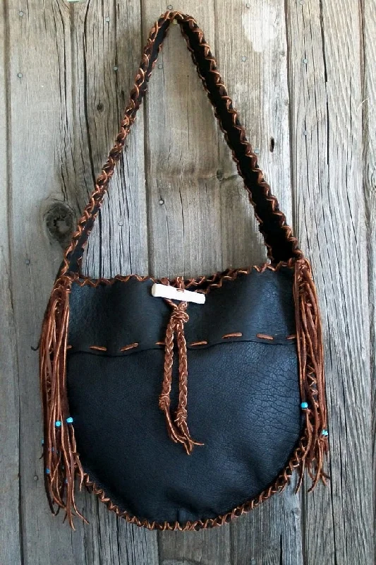 Gift Ideas Black buffalo leather tote, large tote handbag