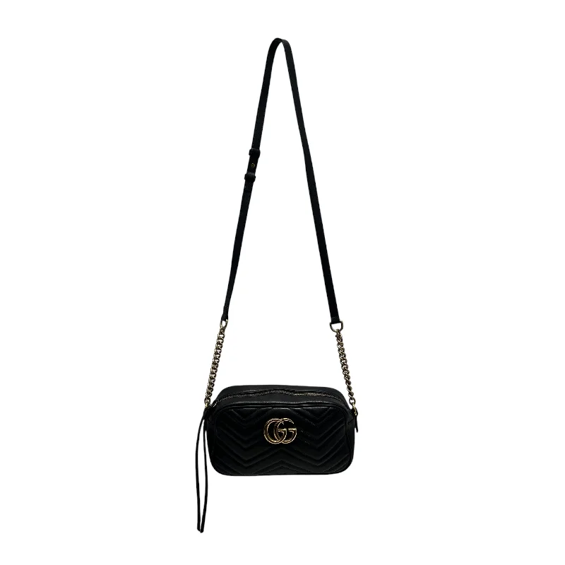 Embrace New Fashion GUCCI/Cross Body Bag/S/Leather/BLK/Marmont Small Matelasse