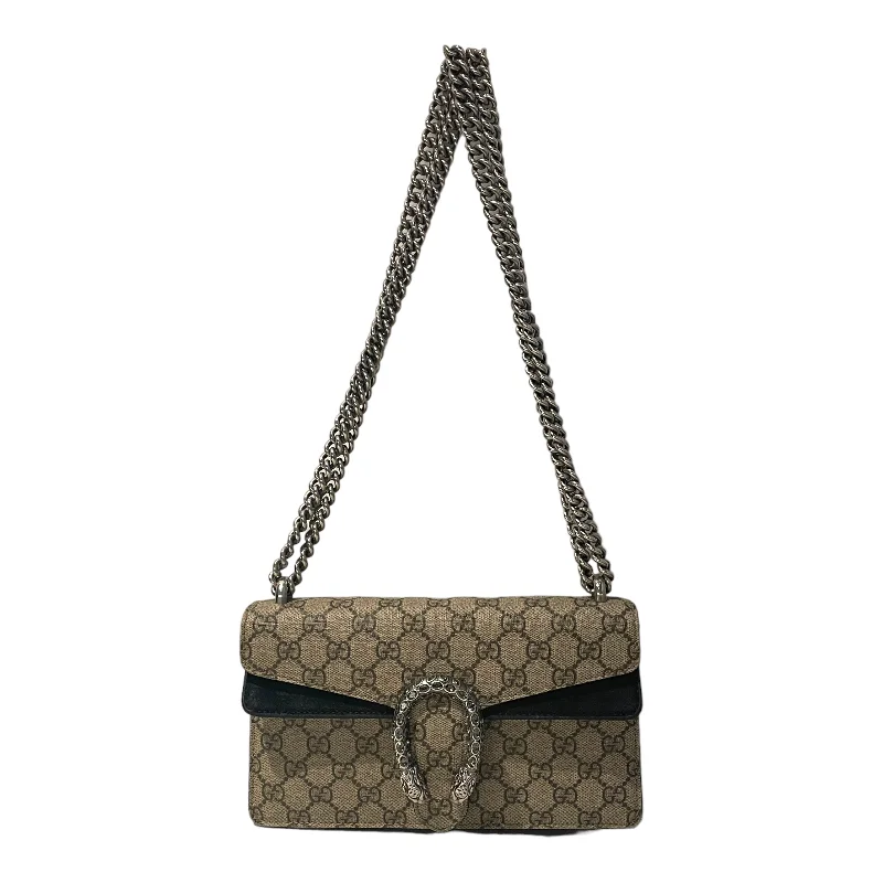 Limited Edition Bags For Collectors GUCCI/Cross Body Bag/S/Monogram/Suede/KHK/Dionysus Crystal