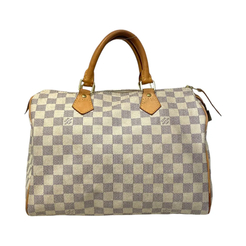 Stay Ahead In Style LOUIS VUITTON/Boston Bag/Gingham Check/Leather/WHT/Damier Azur Speedy 35
