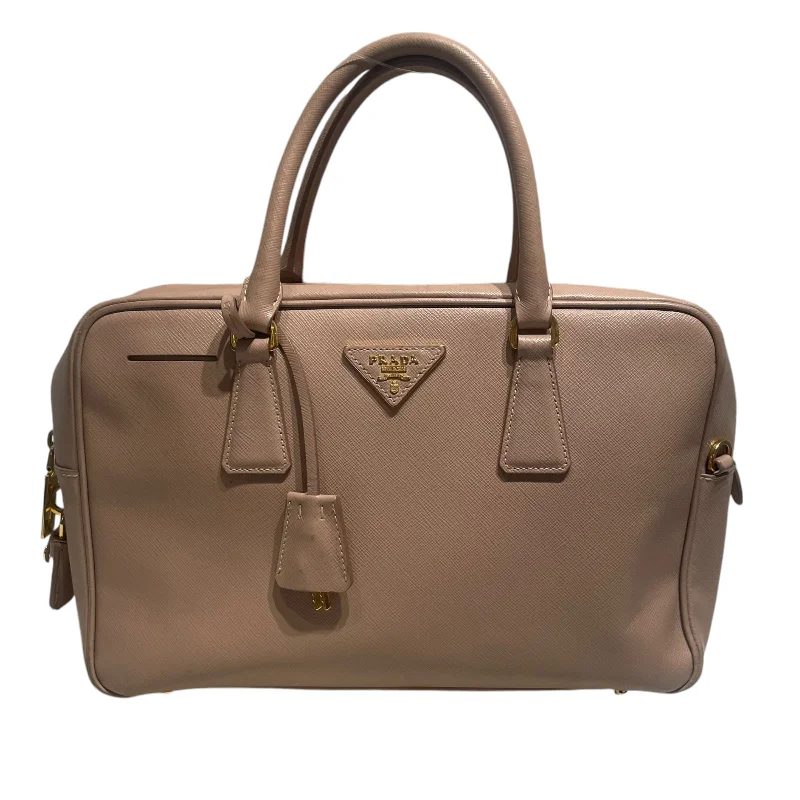 Fashion Essentials PRADA/Hand Bag/Leather/BEG/Saffiano Lux