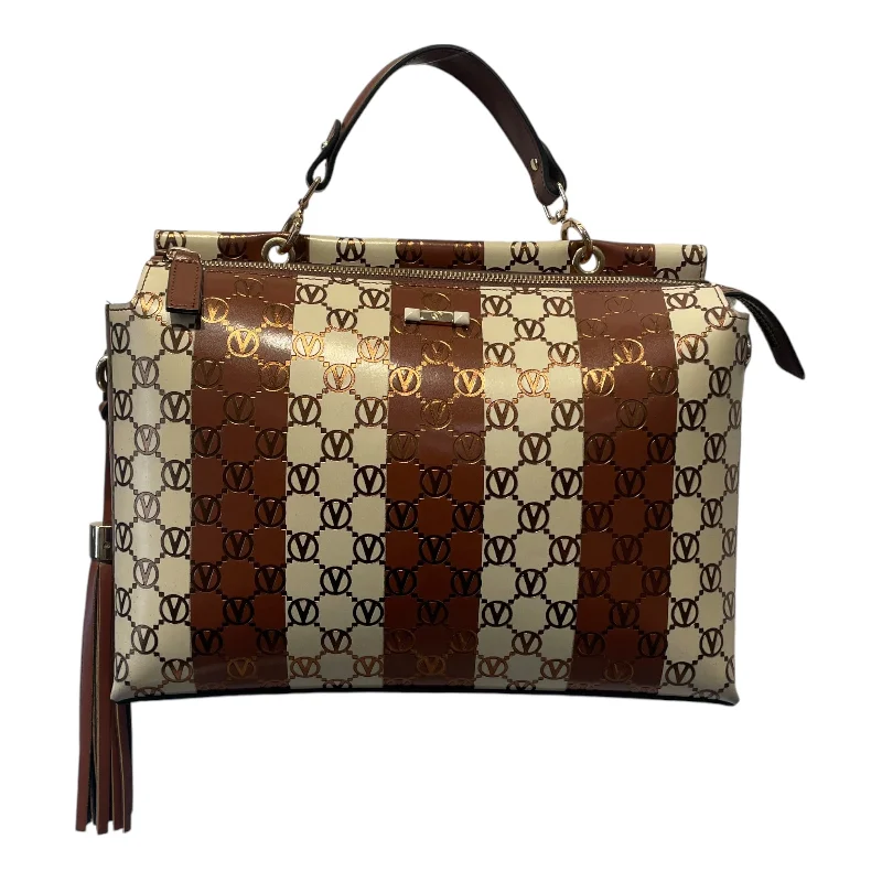 Discount Extravaganza MARIO VALENTINO/Hand Bag/Monogram/Leather/BRW/Pauline Monogram Stripes