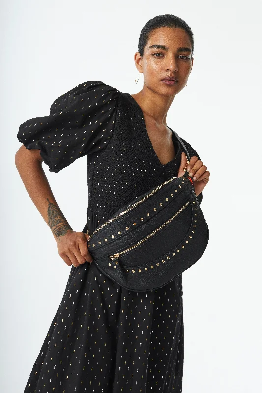 Bag For Modern Fashion Black Studded Bum Bag