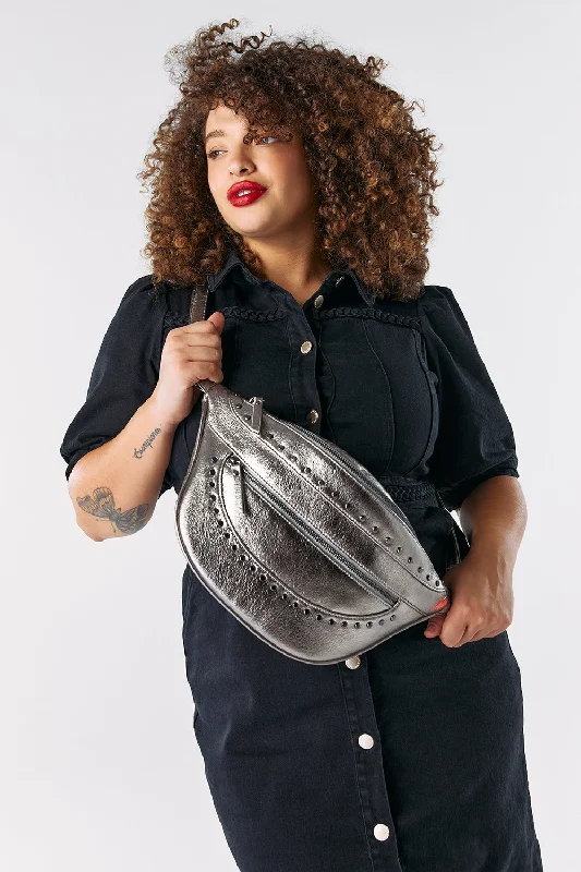 Halloween-Themed Pewter Studded Bum Bag