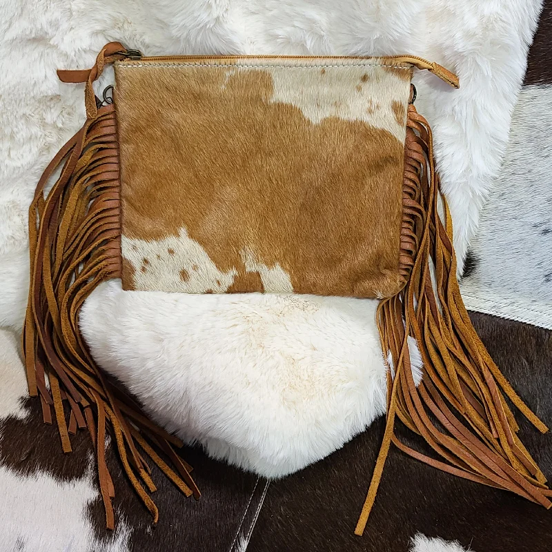 Hot Items American Darling Tan and White Fringe Cross Body