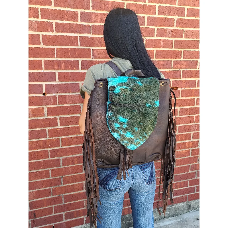 Urban Elegance Deals American Darling XL Turquoise Cowhide Back Pack