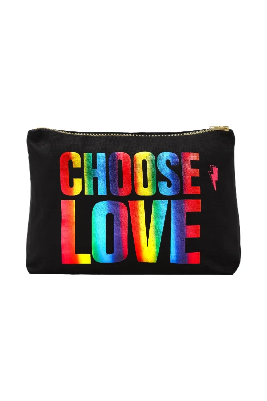 Spacious Bags With Holiday Promotions CHOOSE LOVE Black with Metallic Rainbow Foil Swag Bag Spacious Bags With Holiday Promotions CHOOSE LOVE Black with Metallic Rainbow Foil Swag Bag