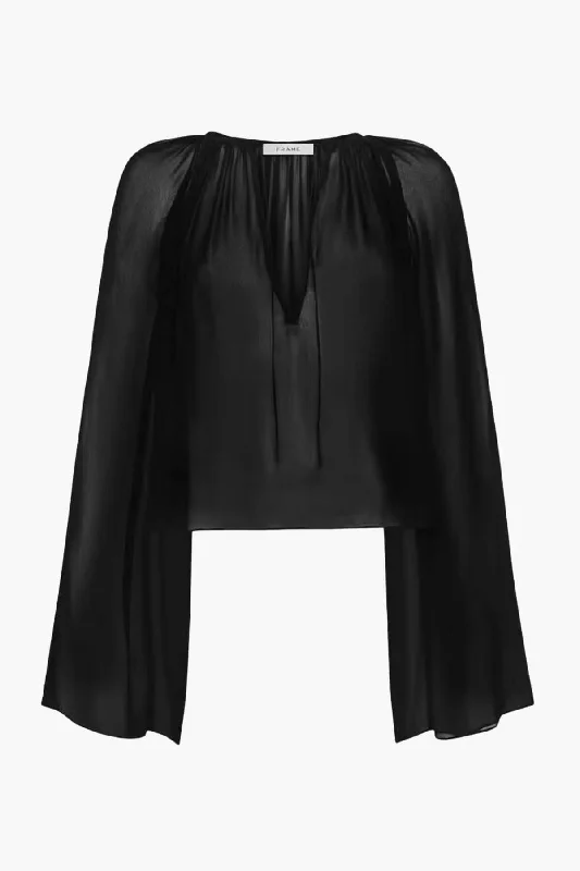 Shop Sale Items Frame Denim Shirred Blouse - Black