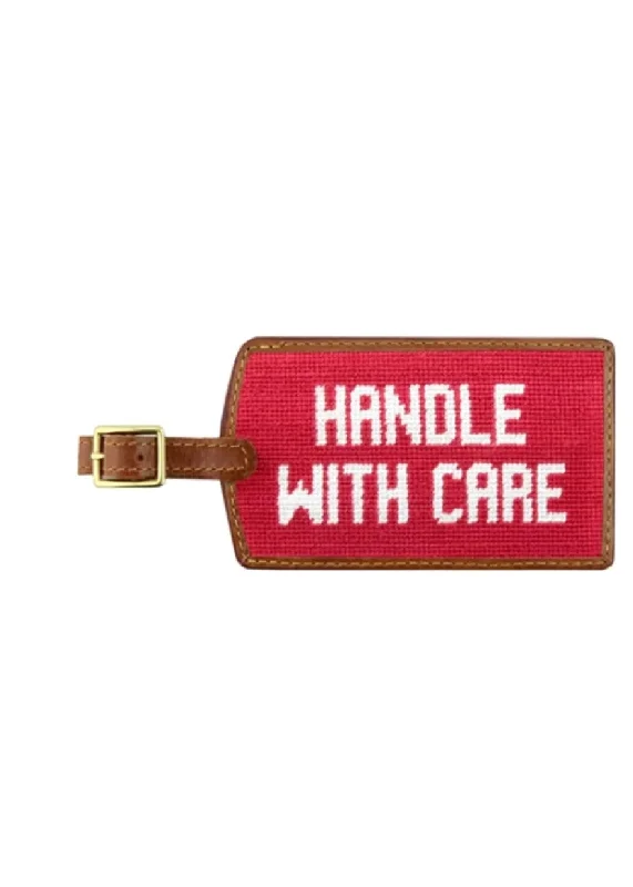 Fashion Forward, Function First HANDLE WITH CARE NEEDLEPOINT LUGGAGE TAG