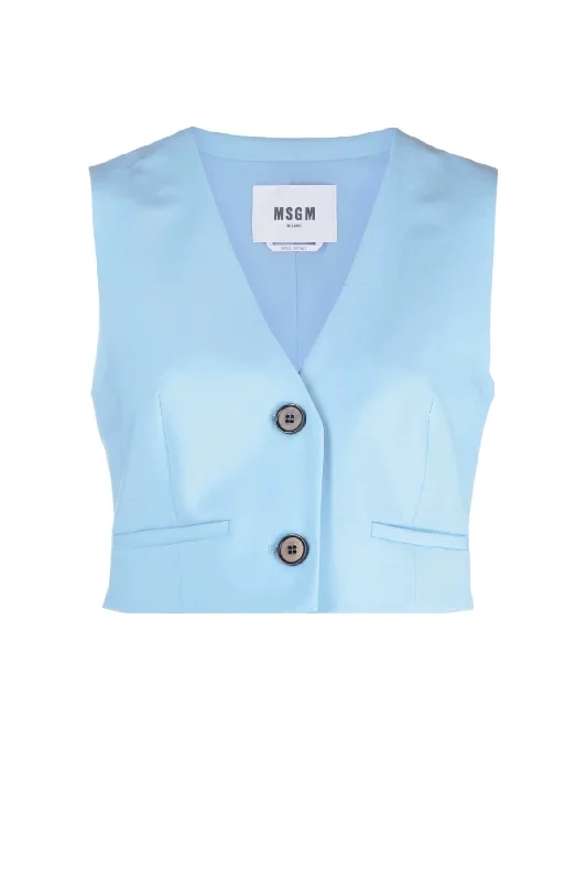 Premium Fashion MSGM Crop Vest - Light Blue