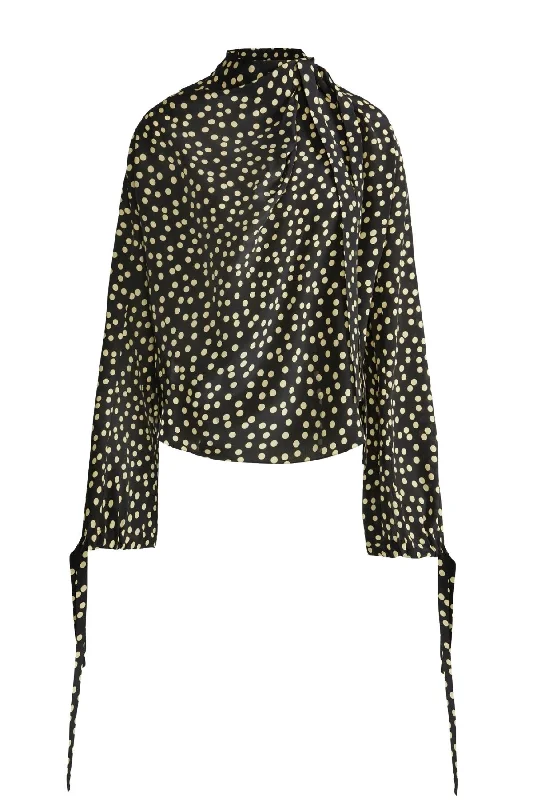 Additional Time-Limited Offers Petar Petrov Gallery Silk Blouse - Black/ Ivory Dot