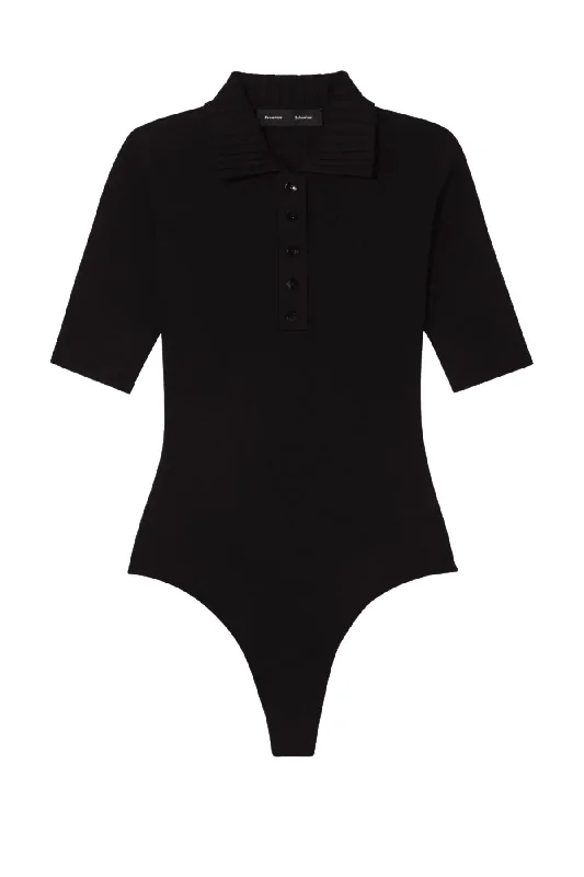 Special Offers Proenza Schouler Silk Viscose Polo Bodysuit - Black