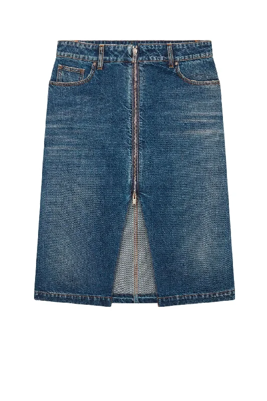 Special Offer Stella McCartney Front Split Zip Denim Midi Skirt - Vintage Wash