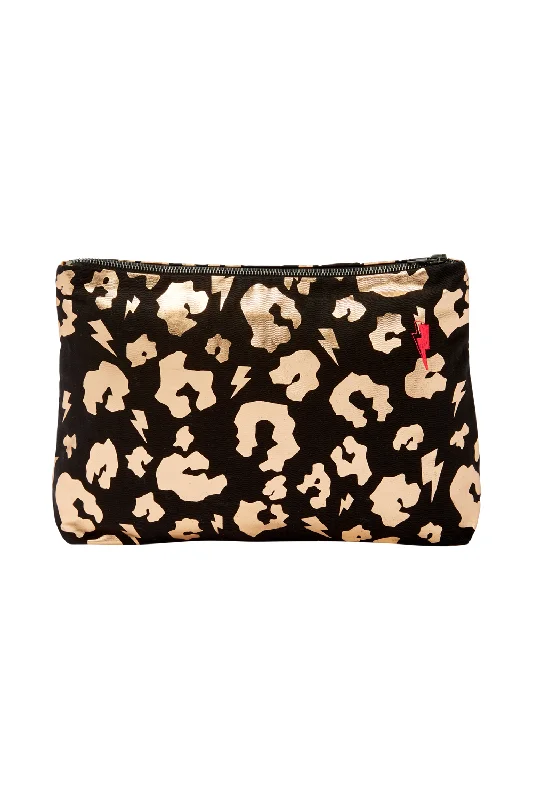 Sleek And Seasonal Sale Bags Black With Rose Gold Leopard Swag Bag