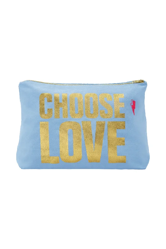 Spacious And Discounted Bags CHOOSE LOVE Chambray with Gold Foil Swag Bag