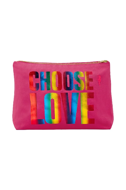 Eco-Friendly Bags With Promotions CHOOSE LOVE Pink with Metallic Rainbow Foil Swag Bag