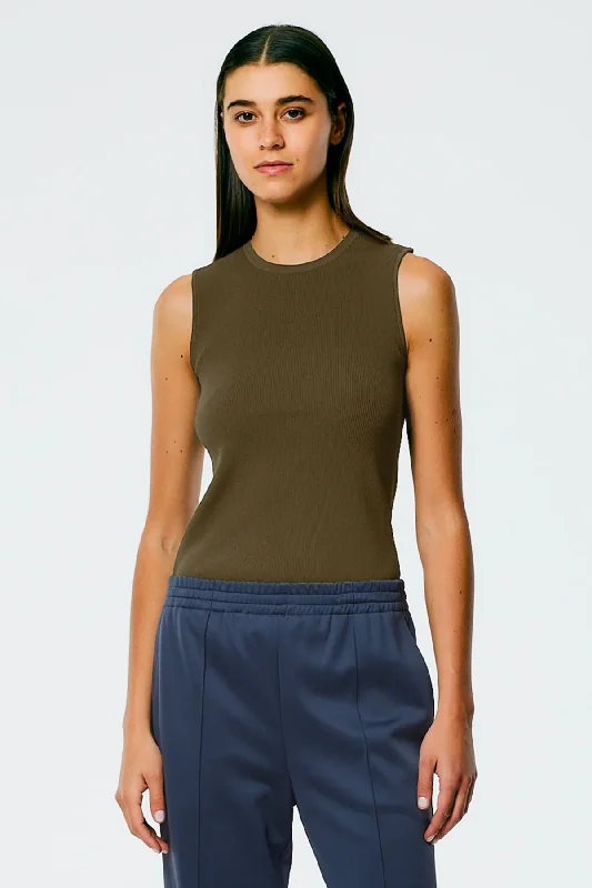Inspired Bags For Luxury Fashion Lovers Tibi Giselle Circle Open Back Tank - Wood