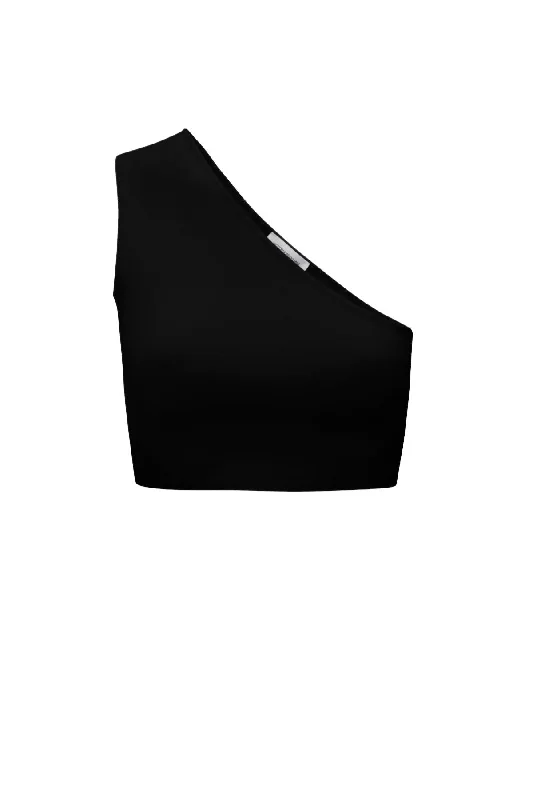 Fashion Frontiers Victoria Beckham VB Body Asymmetric Bandeau Crop Top	- Black
