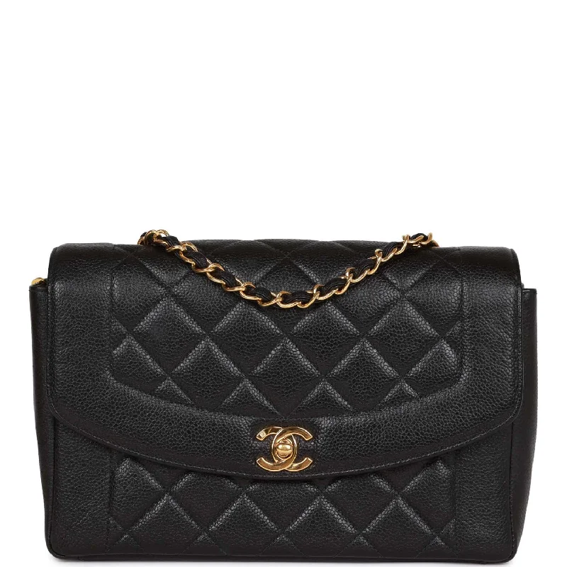 Luxury Bags With Premium Materials And Craftsmanship Vintage Chanel Medium Diana Flap Bag Black Caviar Gold Hardware Luxury Bags With Premium Materials And Craftsmanship Vintage Chanel Medium Diana Flap Bag Black Caviar Gold Hardware
