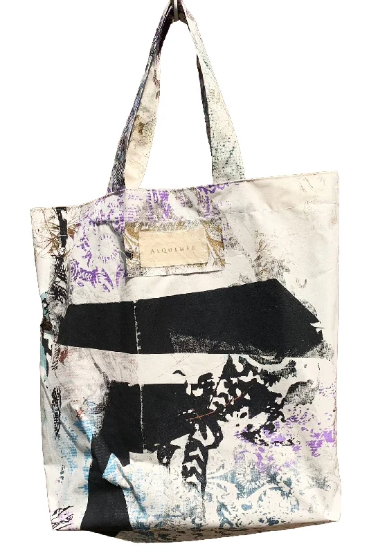 Luxury Bags For Professionals With Discounts Hand Dyed & Printed Canvas Tote - Chaos Print on Natural Luxury Bags For Professionals With Discounts Hand Dyed & Printed Canvas Tote - Chaos Print on Natural