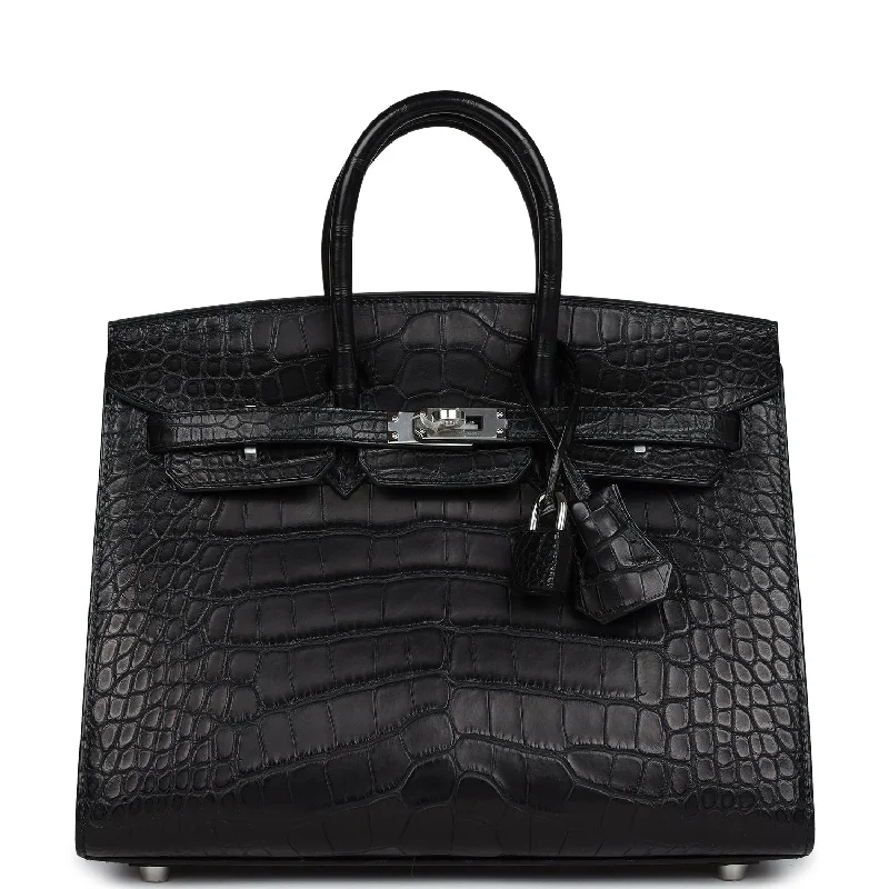 Trendy Bags Hermes Birkin Sellier 25 Black Matte Alligator Palladium Hardware