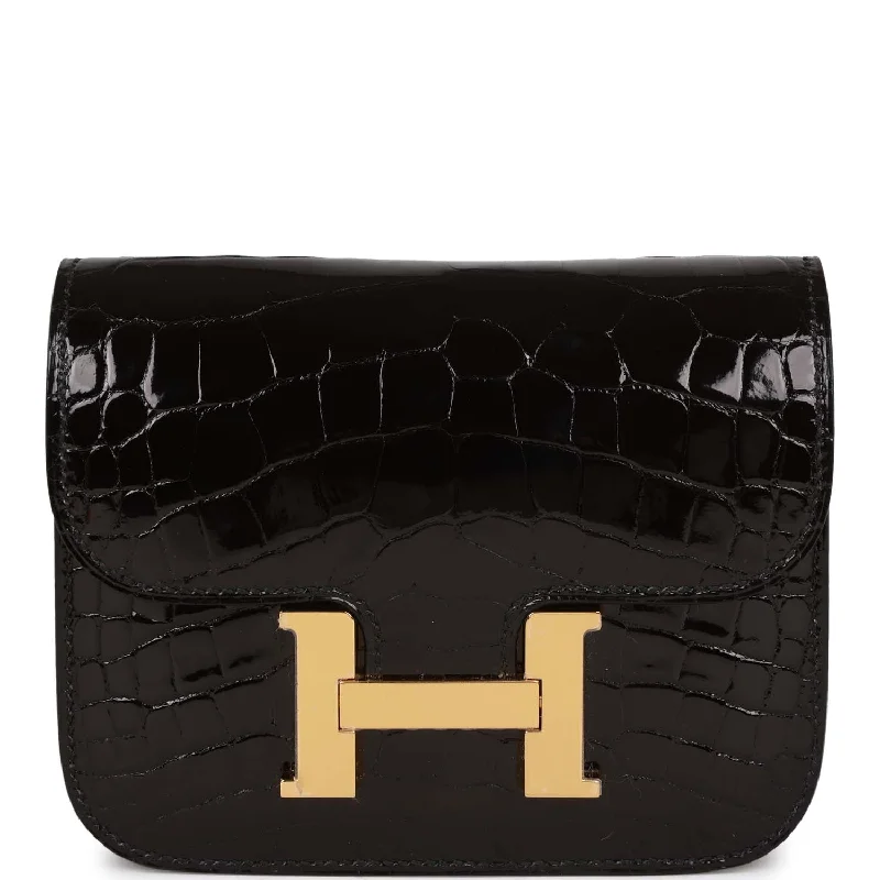 Everyday Bags For Work, School, Or Errands Hermes Constance Slim Wallet Shiny Black Alligator Gold Hardware Everyday Bags For Work, School, Or Errands Hermes Constance Slim Wallet Shiny Black Alligator Gold Hardware
