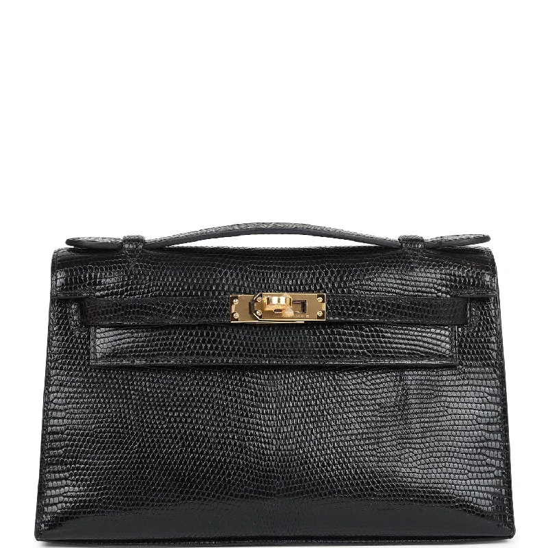 Handbag For Fashion Hermes Kelly Pochette Black Varanus Niloticus Lizard Gold Hardware Handbag For Fashion Hermes Kelly Pochette Black Varanus Niloticus Lizard Gold Hardware