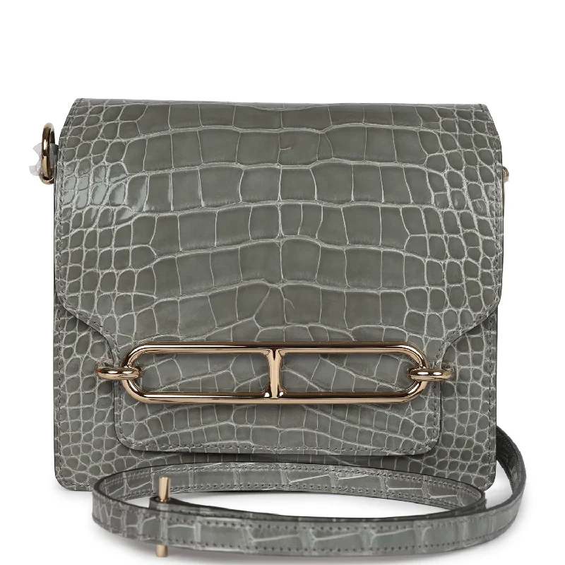 Bags For Urban And Trendy Looks Hermes Mini Roulis Gris Ciment Shiny Alligator Permabrass Hardware Bags For Urban And Trendy Looks Hermes Mini Roulis Gris Ciment Shiny Alligator Permabrass Hardware