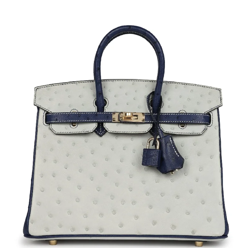 Lightweight Bags For Senior Travelers Hermes Special Order (HSS) Birkin 25 Gris Perle and Bleu Iris Ostrich Permabrass Hardware Lightweight Bags For Senior Travelers Hermes Special Order (HSS) Birkin 25 Gris Perle and Bleu Iris Ostrich Permabrass Hardware
