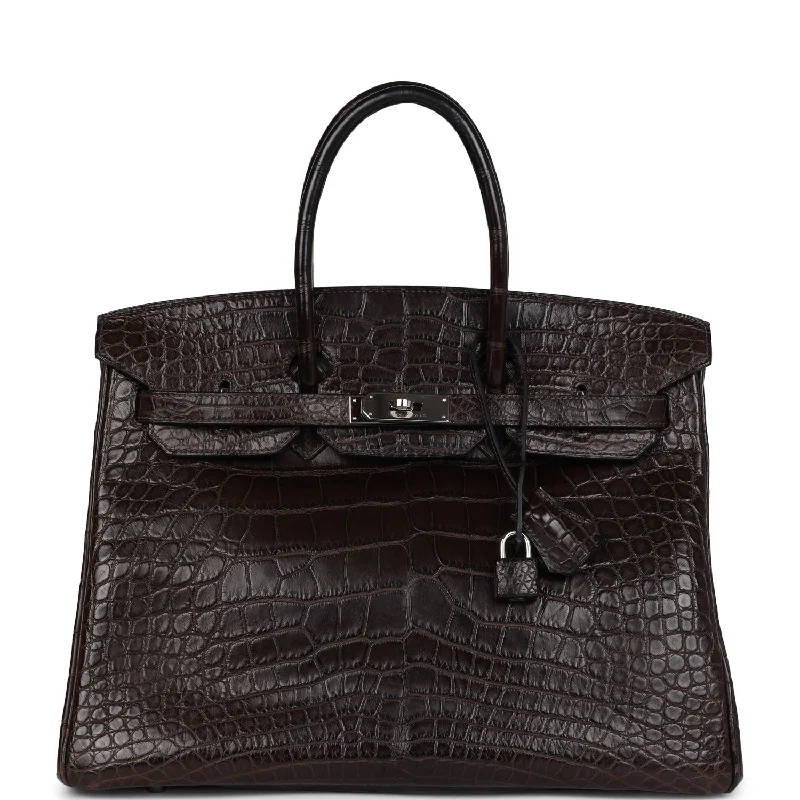 Trendy Bags For Women And Men In 2025 Pre-owned Hermes Birkin 35 Ebene Matte Alligator Palladium Hardware Trendy Bags For Women And Men In 2025 Pre-owned Hermes Birkin 35 Ebene Matte Alligator Palladium Hardware