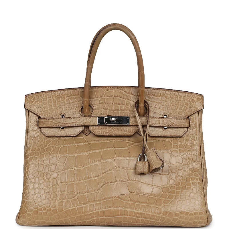 Lightweight And Functional Bags For Travel And Work Pre-owned Hermes Birkin 35 Poussiere Matte Alligator Palladium Hardware Lightweight And Functional Bags For Travel And Work Pre-owned Hermes Birkin 35 Poussiere Matte Alligator Palladium Hardware