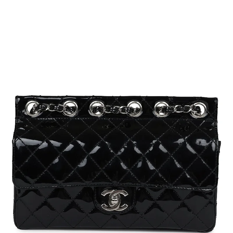 Lightweight Bags For Senior Travelers Vintage Chanel Chain Through Flap Bag Black Patent Silver Hardware Lightweight Bags For Senior Travelers Vintage Chanel Chain Through Flap Bag Black Patent Silver Hardware