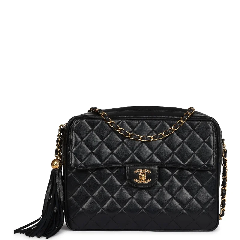 Luxury Seekers Vintage Chanel Front Pocket Camera Bag Black Lambskin Gold Hardware Luxury Seekers Vintage Chanel Front Pocket Camera Bag Black Lambskin Gold Hardware