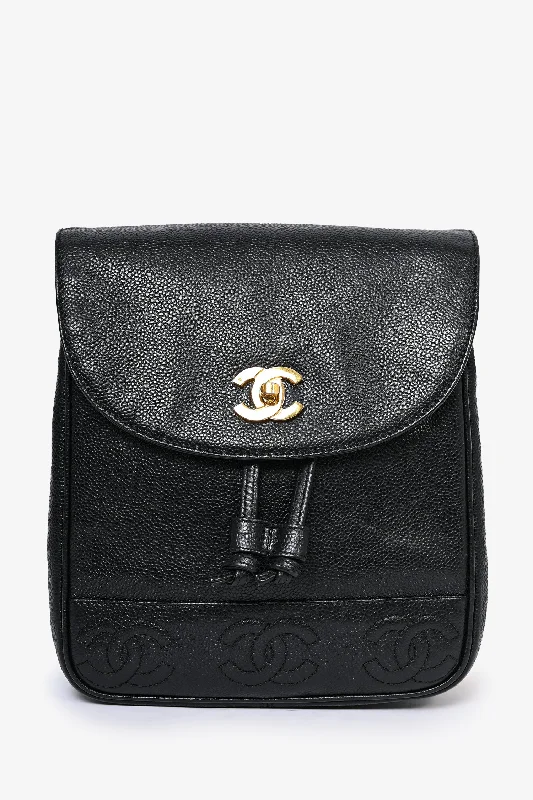 Durable And Cheap Bags Chanel 1989-91 Vintage Black Caviar Leather Triple CC Backpack Durable And Cheap Bags Chanel 1989-91 Vintage Black Caviar Leather Triple CC Backpack