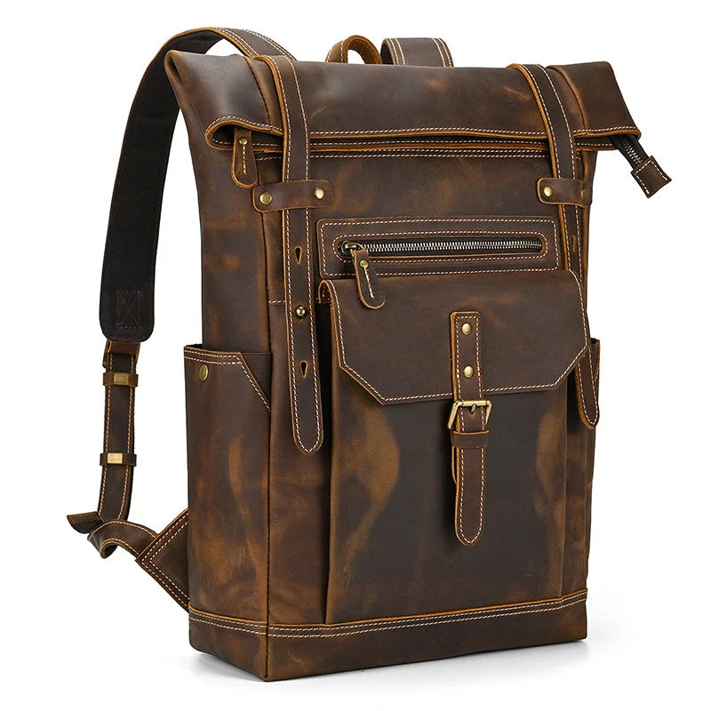 Trendy Bags For Sales Full Grain Leather Backpack 15.6'' Laptop Backpack Retro School Backpack Trendy Bags For Sales Full Grain Leather Backpack 15.6'' Laptop Backpack Retro School Backpack