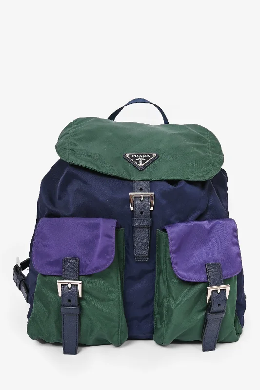 Cyber Monday Discounts On Bags Prada Green/Navy Nylon/Saffiano Leather Trim Backpack Cyber Monday Discounts On Bags Prada Green/Navy Nylon/Saffiano Leather Trim Backpack