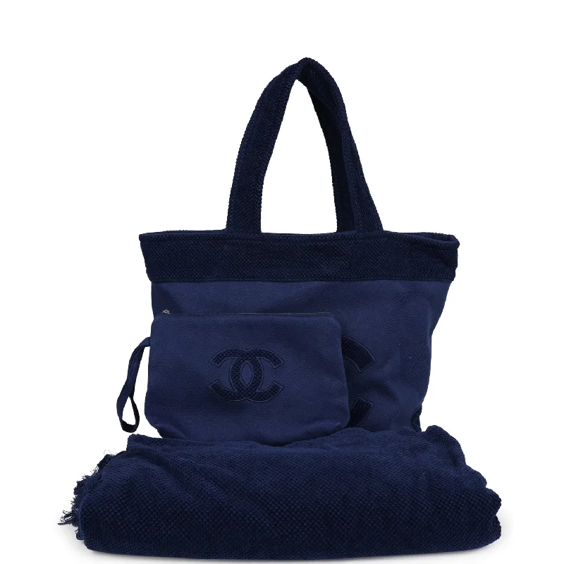 Scratch-Resistant And Luxury Sale Bags Chanel CC Beach Tote Bag & Towel Set Navy Blue Canvas & Terry Scratch-Resistant And Luxury Sale Bags Chanel CC Beach Tote Bag & Towel Set Navy Blue Canvas & Terry
